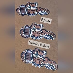 Bulldog Football Fabric Stickers - 3 Pack